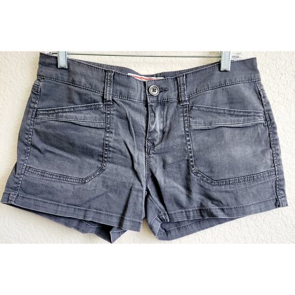 French Star Dark Gray Flat Front Slashed Pockets Shorts 9 Juniors Lightweight - Picture 1 of 4